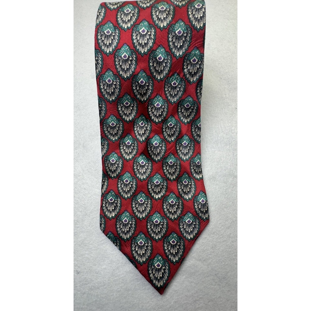Christian Dior Monsieur Men's Red Geometric Silk Pointed Tie Classic